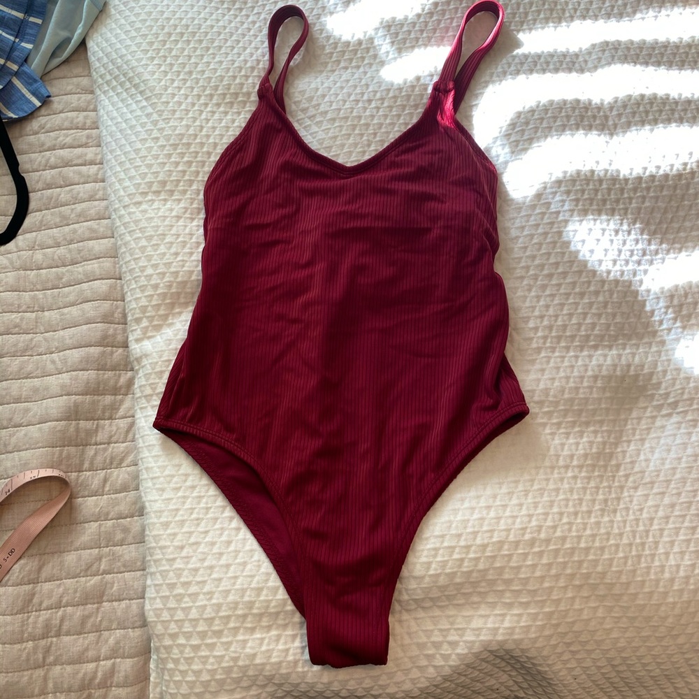 Xhilaration burgundy ribbed one piece.